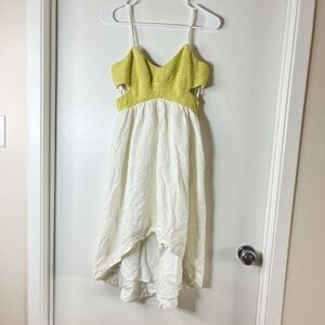Arynk Slip Dress Coquette Women S Cutout Highlow Babydoll Y2K Yellow Ivory